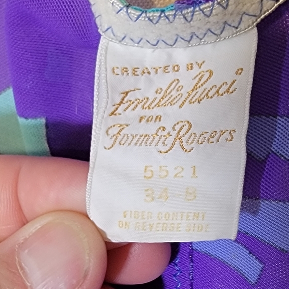 Emilio Pucci for Fromfit Rogers purple, blue, aqua, white. Some damage. Medium. - Picture 8 of 11